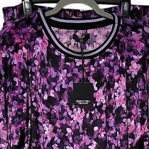 Womens Pajama Set Simply Vera Wang L Tall Purple Pink Floral Velour Plush NWT